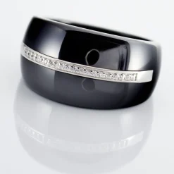 Bague Ceramik Design Argent Blanc Oxyde De Zirconium Et Céramique