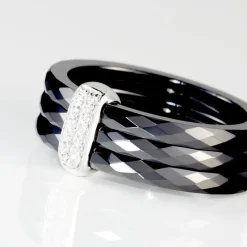 Bague Ceramik Design Argent Blanc Oxyde De Zirconium Et Céramique