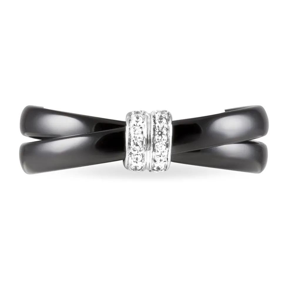 Bague Ceramik Design Argent Blanc Oxyde De Zirconium Et Céramique