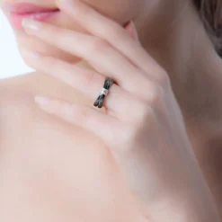 Bague Ceramik Design Argent Blanc Oxyde De Zirconium Et Céramique