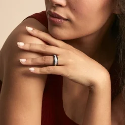 Bague Ceramik Design Argent Blanc Oxyde De Zirconium Et Céramique