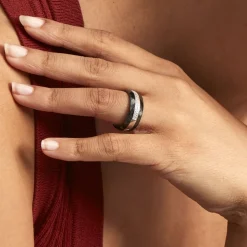 Bague Ceramik Design Argent Blanc Oxyde De Zirconium Et Céramique