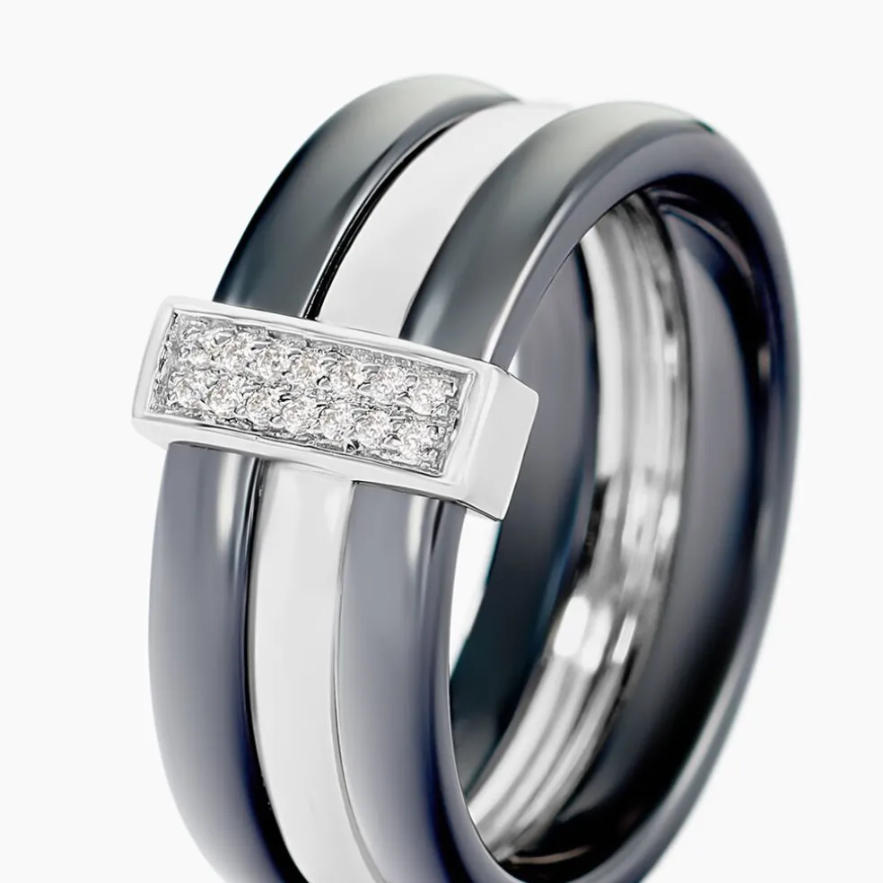 Bague Ceramik Design Argent Blanc Céramique Et Oxyde De Zirconium