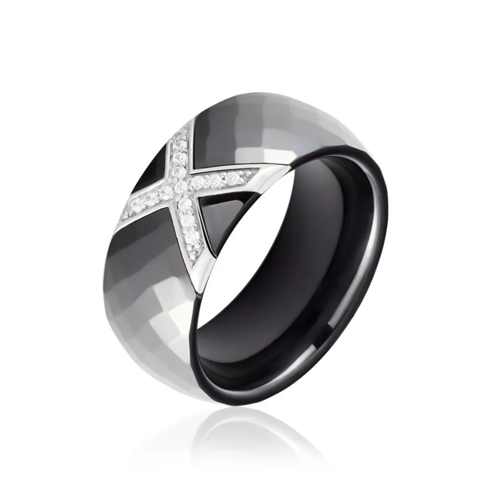 Bague Ceramique X Argent Blanc Oxyde De Zirconium Et Céramique