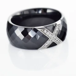 Bague Ceramique X Argent Blanc Oxyde De Zirconium Et Céramique