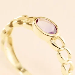 Bague Chain Or Jaune Améthyste