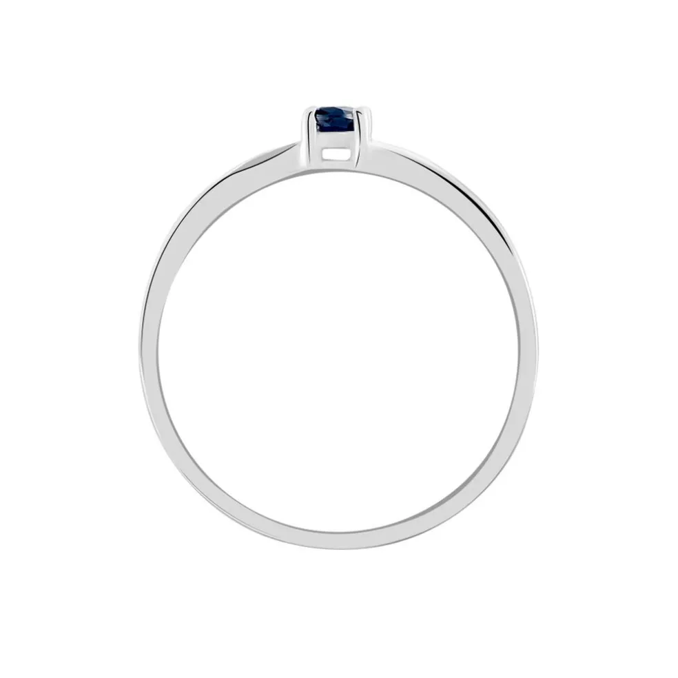 Bague Charmante Or Blanc Saphir Et Diamant