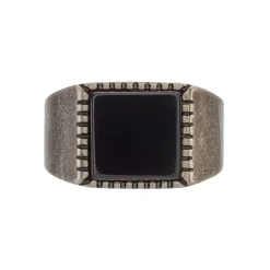 Bague Chevalière Acier Vieillit Haris Agate