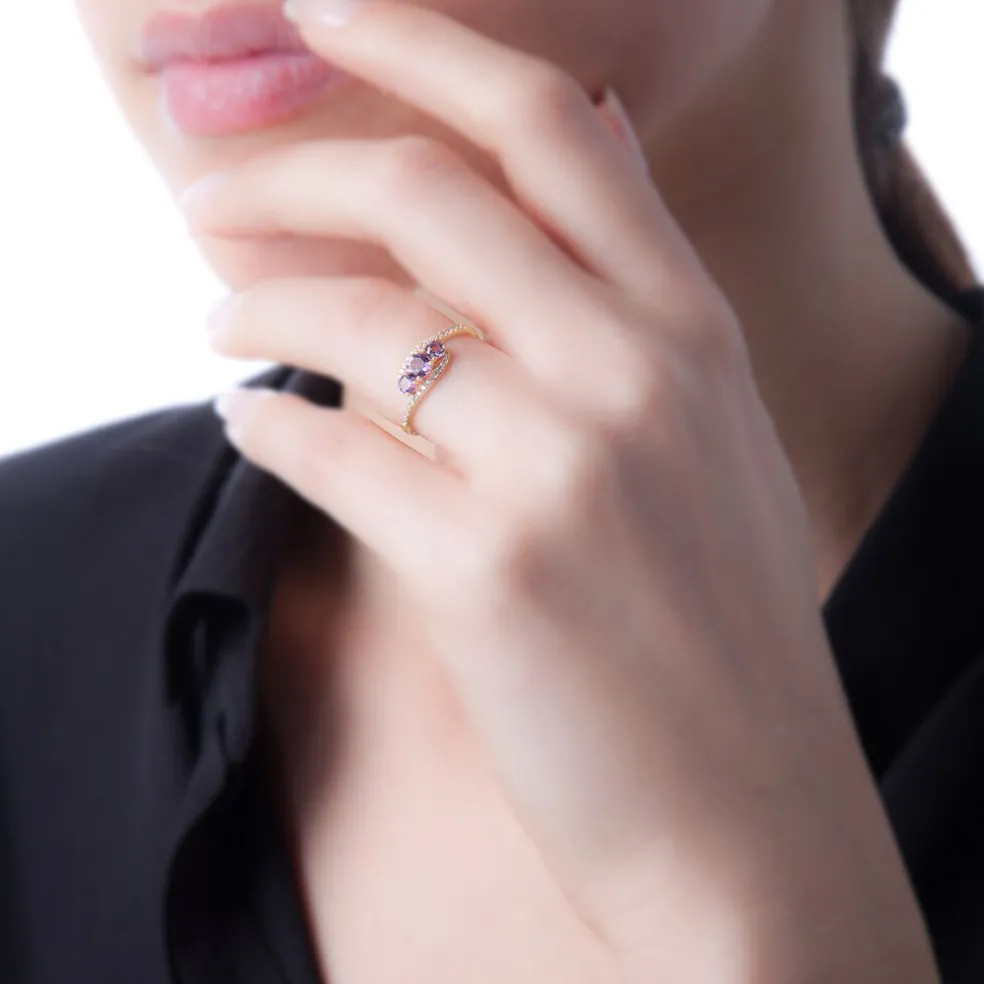 Bague Chloe Or Blanc Péridot Et Oxyde De Zirconium