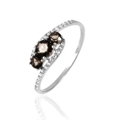 Bague Chloe Or Blanc Quartz Et Oxyde De Zirconium