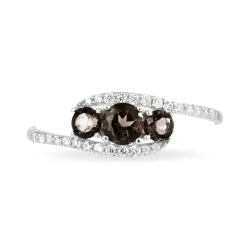 Bague Chloe Or Blanc Quartz Et Oxyde De Zirconium