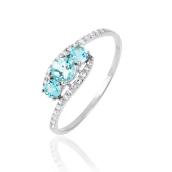 Bague Chloe Or Blanc Topaze Et Oxyde De Zirconium
