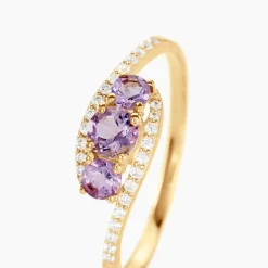 Bague Chloe Or Jaune Amethyste Et Oxyde De Zirconium