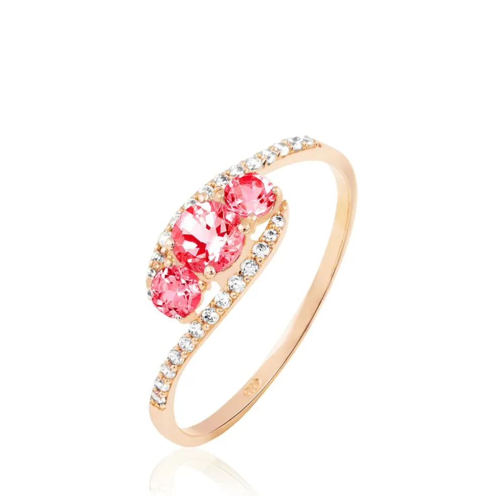 Bague Chloe Or Rose Rubis Et Diamant