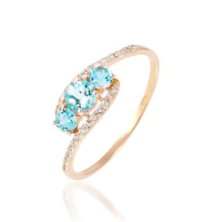Bague Chloe Or Rose Topaze Et Oxyde De Zirconium