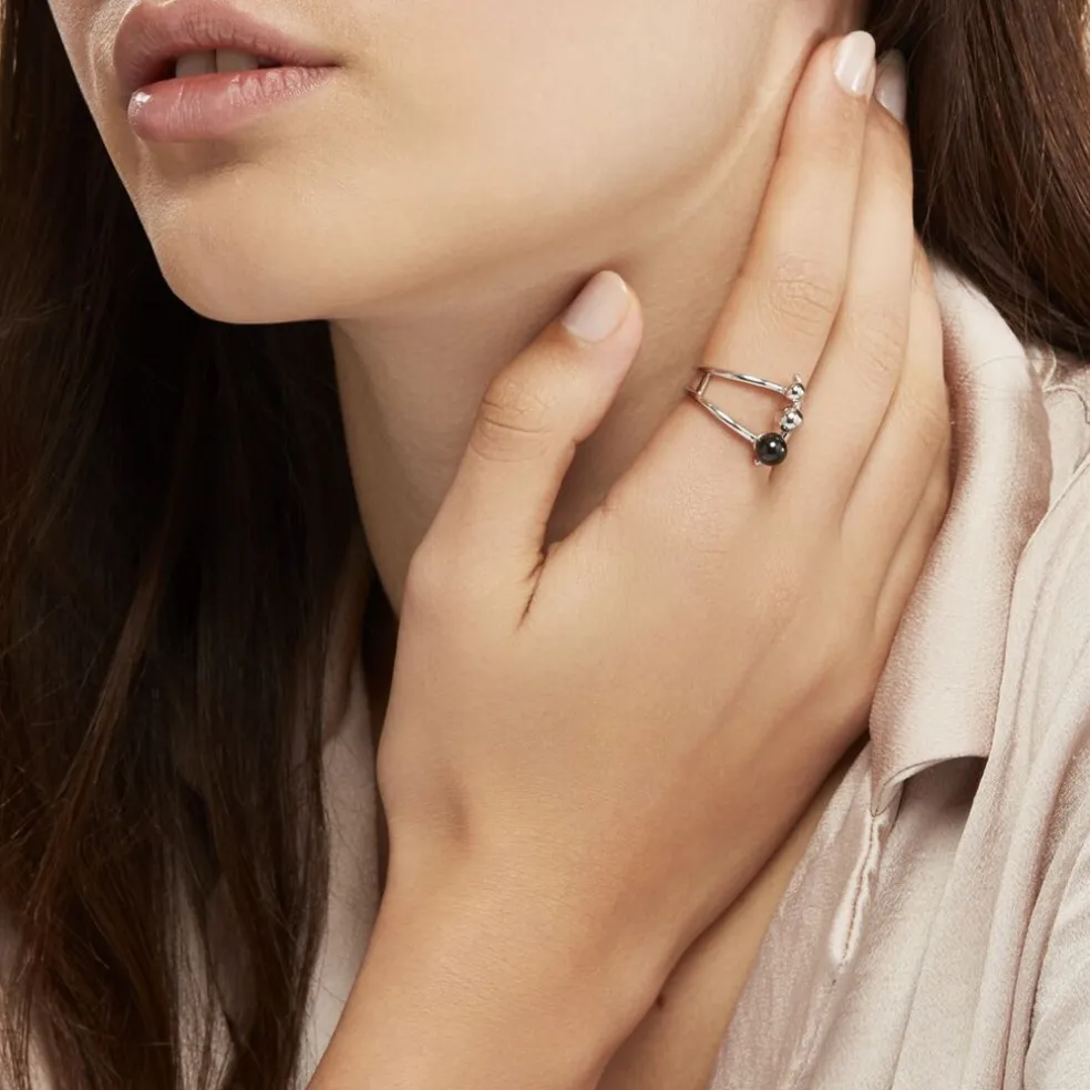 Bague Cleya Argent Blanc Céramique