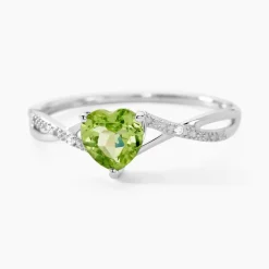 Bague Clothilde Or Blanc Peridot Et Oxyde