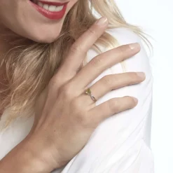 Bague Clothilde Or Blanc Peridot Et Oxyde