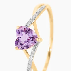 Bague Clothilde Or Jaune Amethyste Et Oxyde De Zirconium