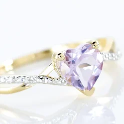 Bague Clothilde Or Jaune Amethyste Et Oxyde De Zirconium