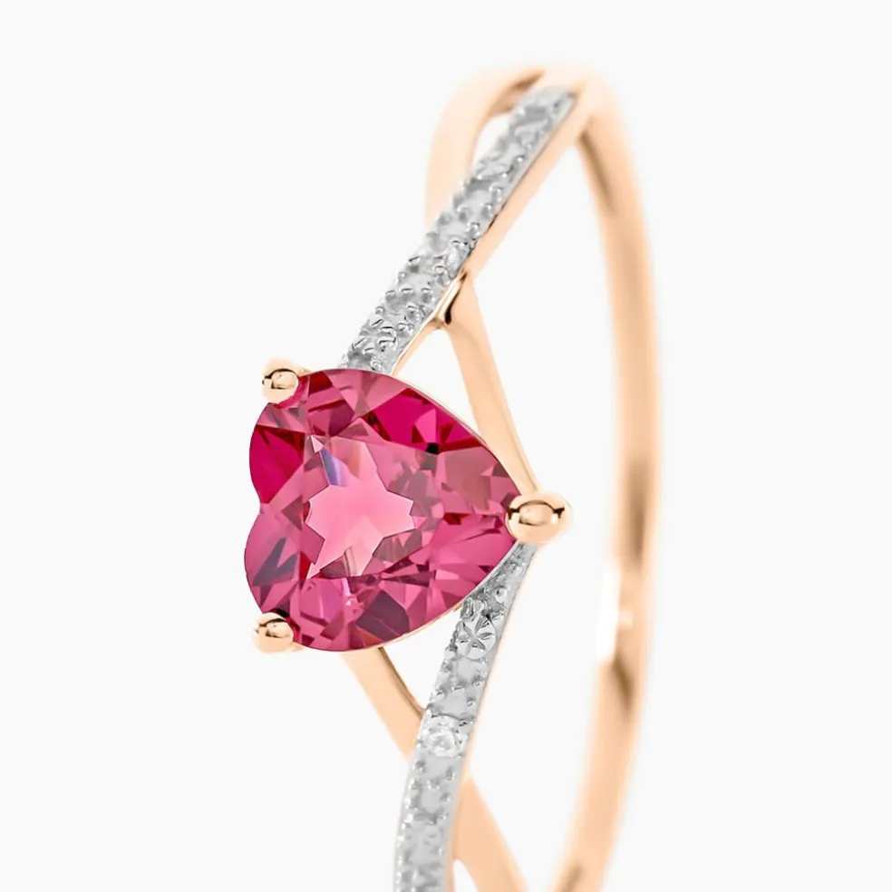 Bague Clothilde Or Rose Rhodolite Et Oxyde