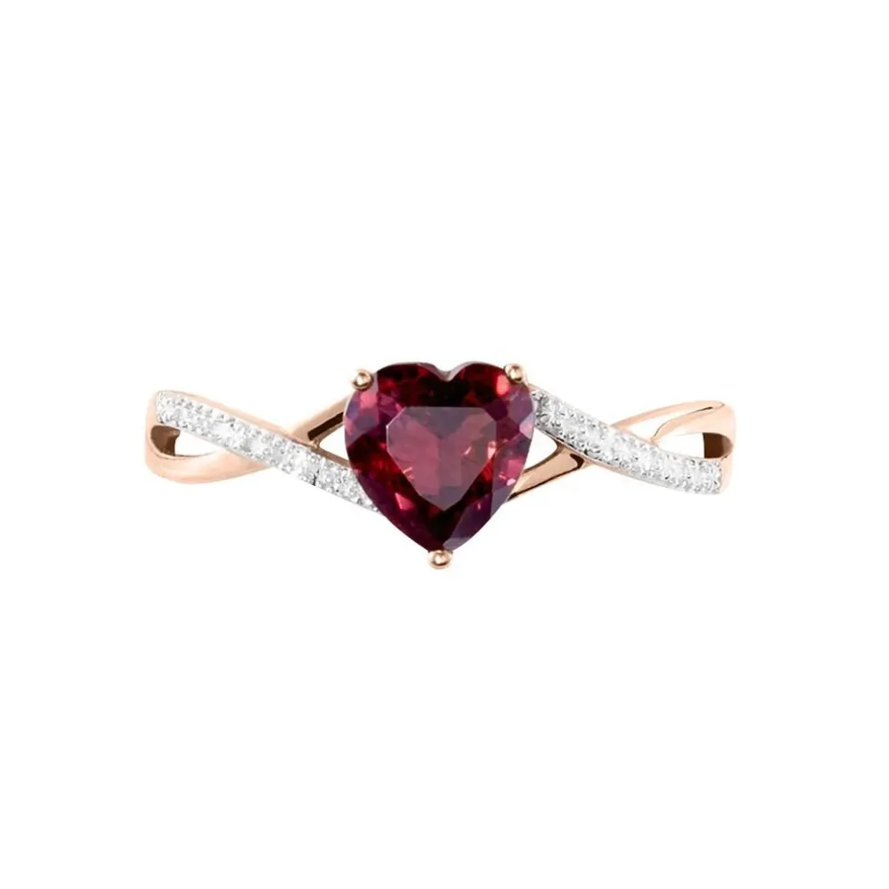 Bague Clothilde Or Rose Rhodolite Et Oxyde