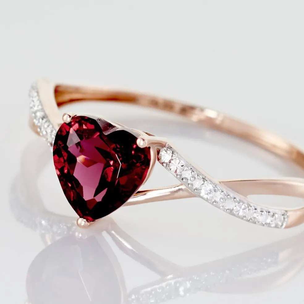 Bague Clothilde Or Rose Rhodolite Et Oxyde