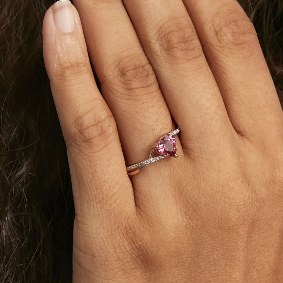 Bague Clothilde Or Rose Rhodolite Et Oxyde