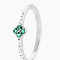 Bague Clova Argent Blanc Pierre De Synthese Oxyde De Zirconium