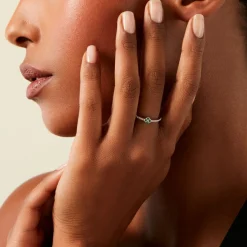 Bague Clova Argent Blanc Pierre De Synthese Oxyde De Zirconium