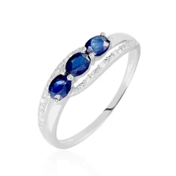 Bague Comete Or Blanc Saphir Et Diamant