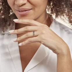 Bague Comete Or Blanc Saphir Et Diamant