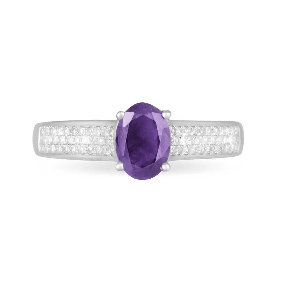 Bague Crista Or Blanc Amethyste Et Diamant