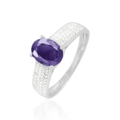 Bague Crista Or Blanc Amethyste Et Diamant