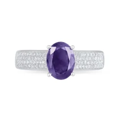 Bague Crista Or Blanc Amethyste Et Diamant