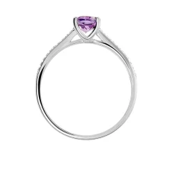 Bague Crista Or Blanc Amethyste Et Diamant