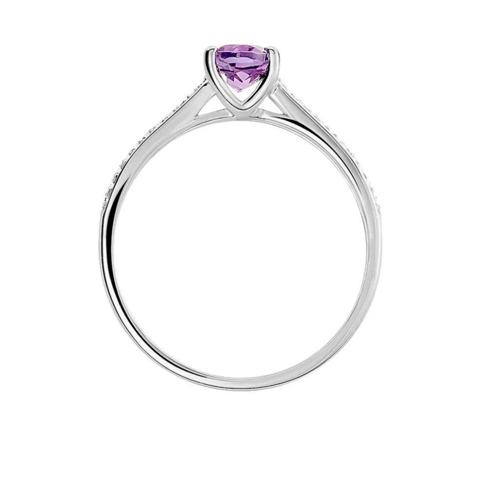 Bague Crista Or Blanc Amethyste Et Diamant