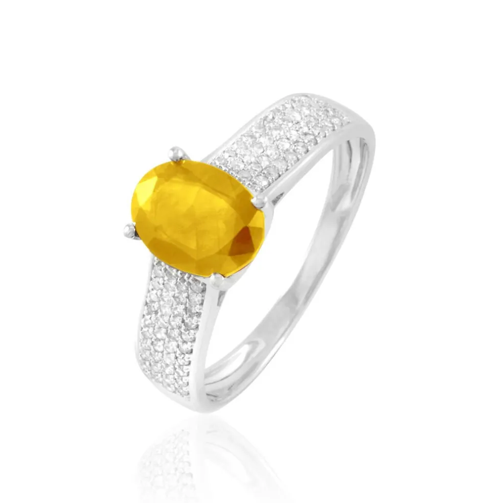 Bague Crista Or Blanc Citrine Et Diamant
