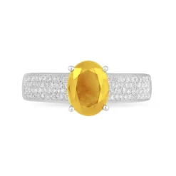 Bague Crista Or Blanc Citrine Et Diamant