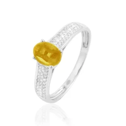 Bague Crista Or Blanc Citrine Et Diamant