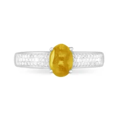 Bague Crista Or Blanc Citrine Et Diamant