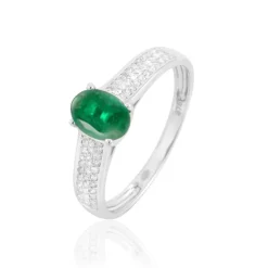 Bague Crista Or Blanc Emeraude Et Diamant