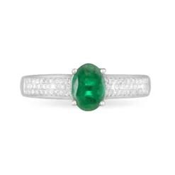 Bague Crista Or Blanc Emeraude Et Diamant