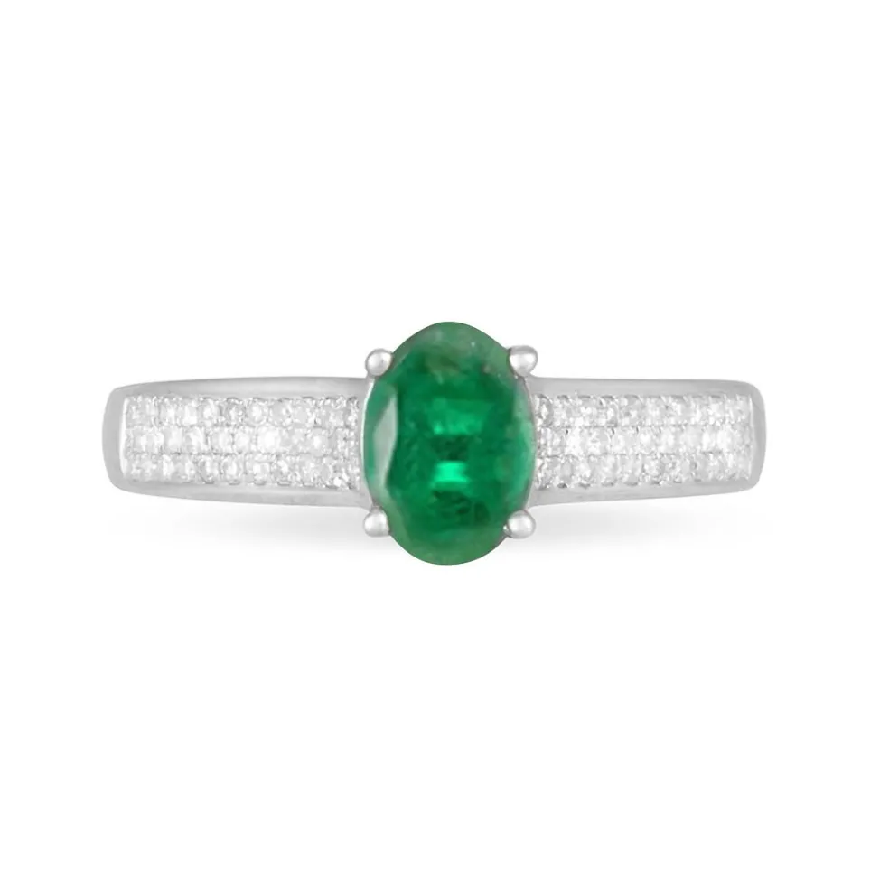 Bague Crista Or Blanc Emeraude Et Diamant