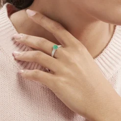 Bague Crista Or Blanc Emeraude Et Diamant