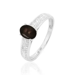 Bague Crista Or Blanc Quartz Et Diamant