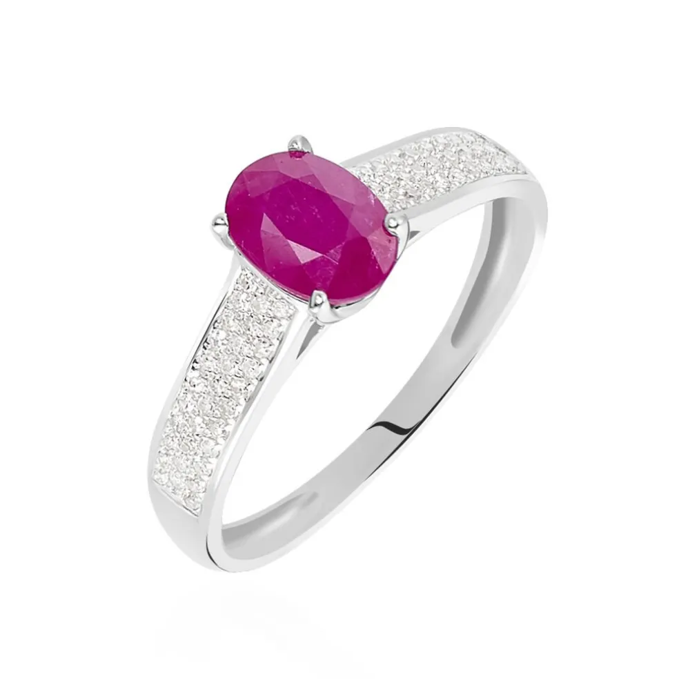 Bague Crista Or Blanc Rubis Et Diamant