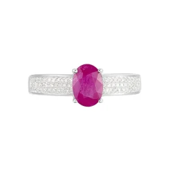Bague Crista Or Blanc Rubis Et Diamant