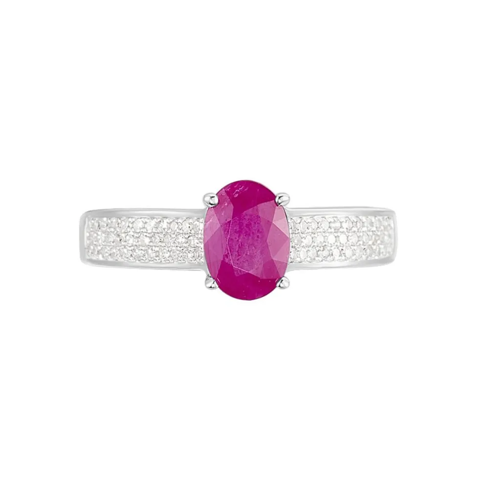 Bague Crista Or Blanc Rubis Et Diamant