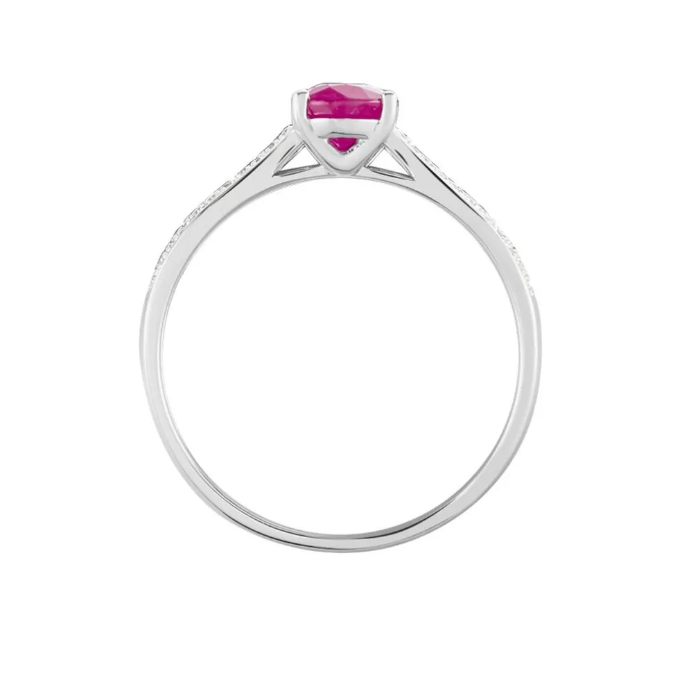 Bague Crista Or Blanc Rubis Et Diamant